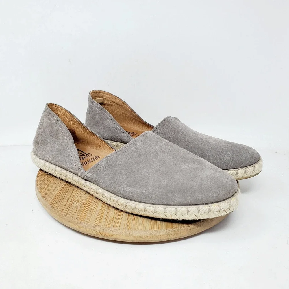 Miz Mooz Espadrille Sandals Womens 41 Carmena Grey‎ Suede D'Orsay Flat Shoes